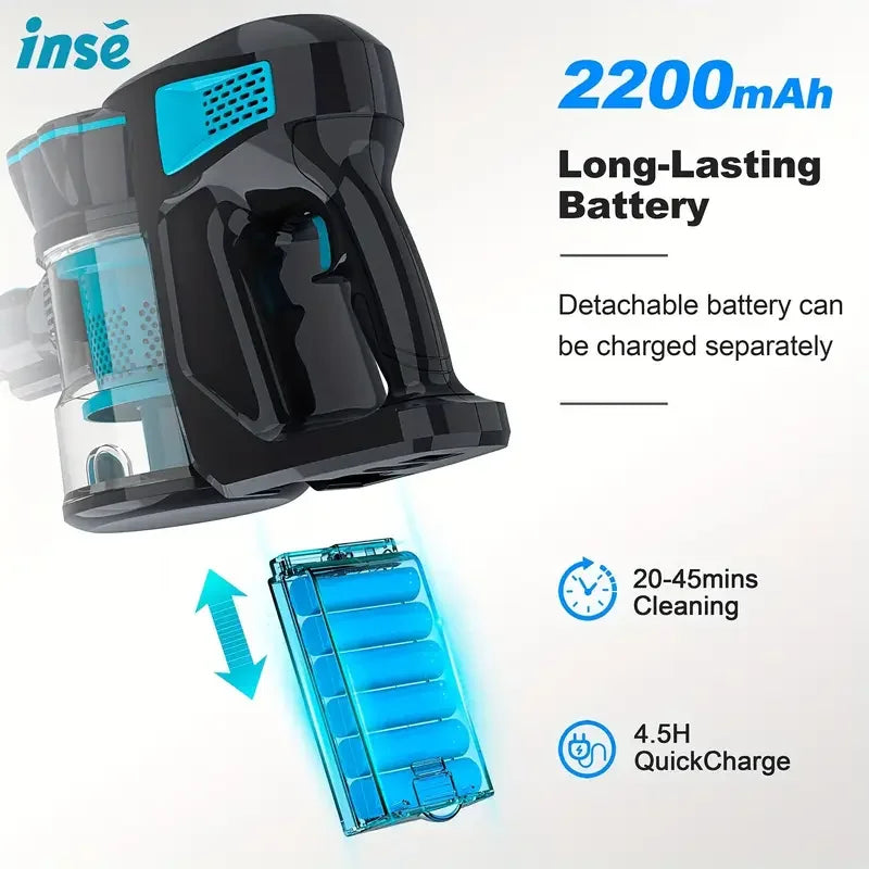 INSE V770 Cordless Vacuum Cleaner 6 In 1 Stick Runtime