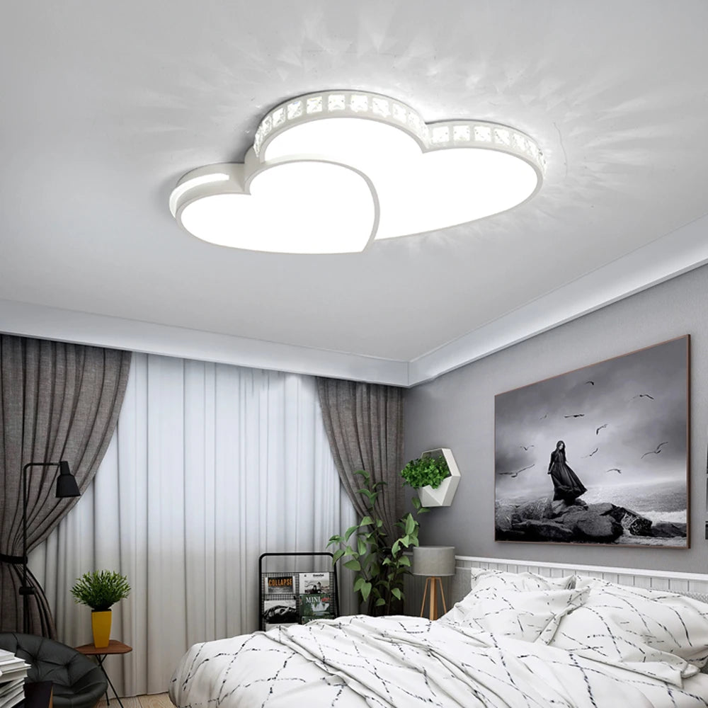 Modern Heart Shaped Crystal LED Ceiling Light Flush Mount