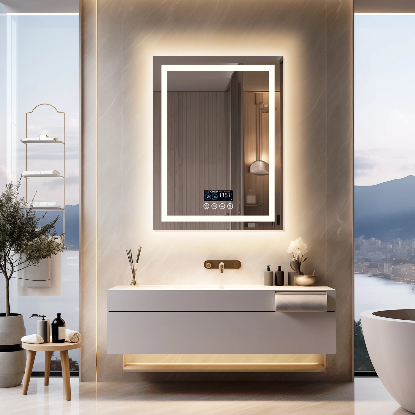 Wisfor LED Mirror With Bluetooth Speaker Anti Fog Dimming