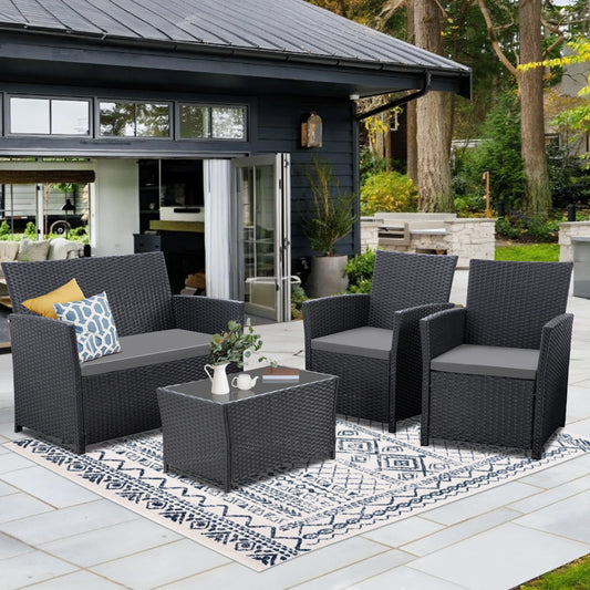 Seogwisam Patio Furniture Set Outdoor Wicker Conversation Table