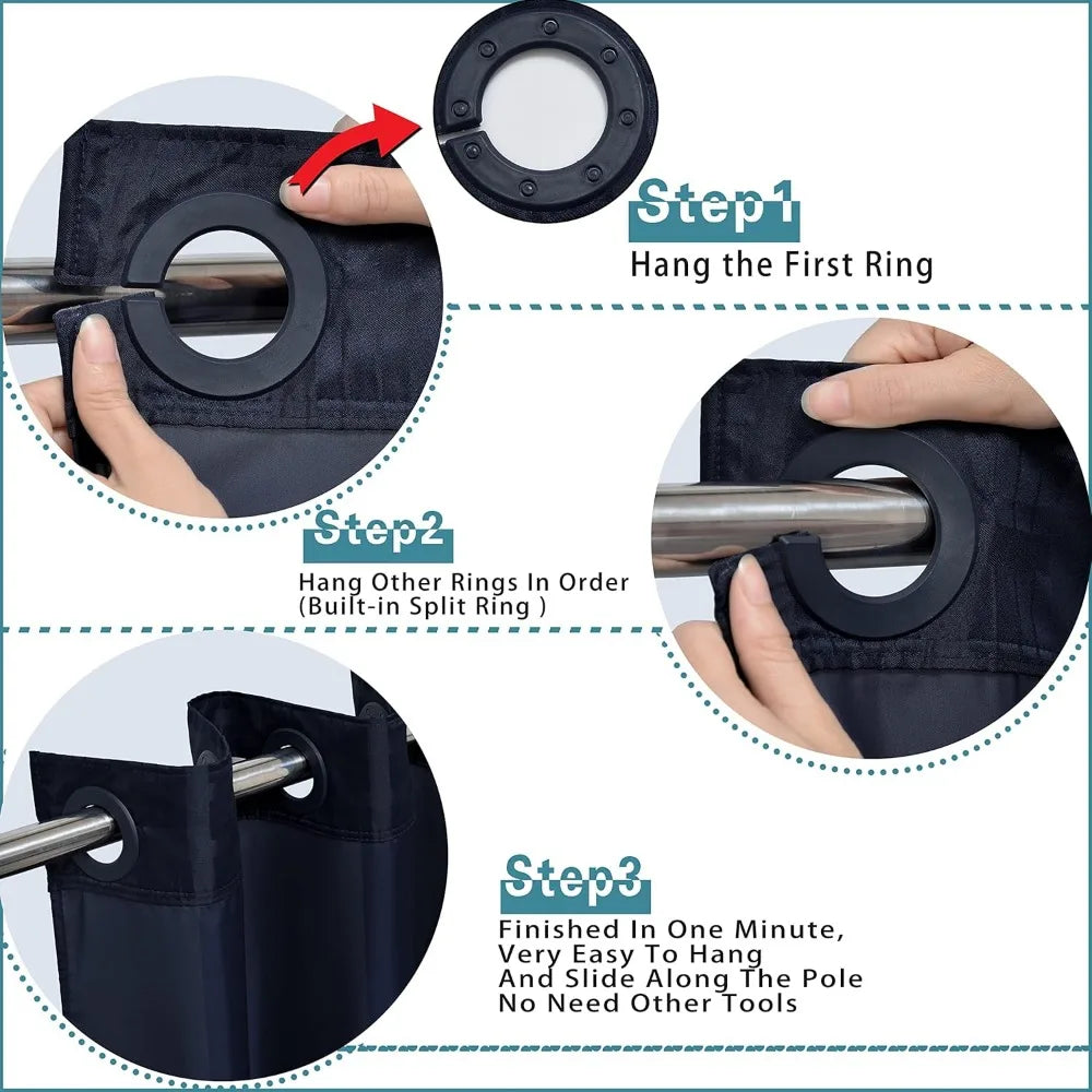 Checkblack Extra Wide Shower Curtain With Snap In Liner