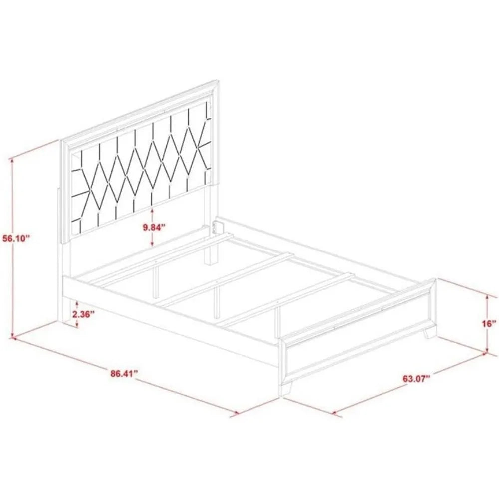 MKDK Pandora 3 Piece Bedroom Set With LED Headboard