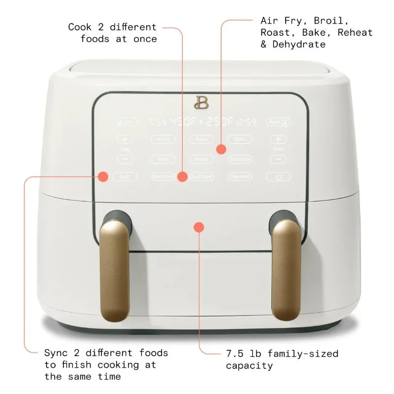 HAOYUNMA Beautiful TriZone Air Fryer Dual Basket Kitchen