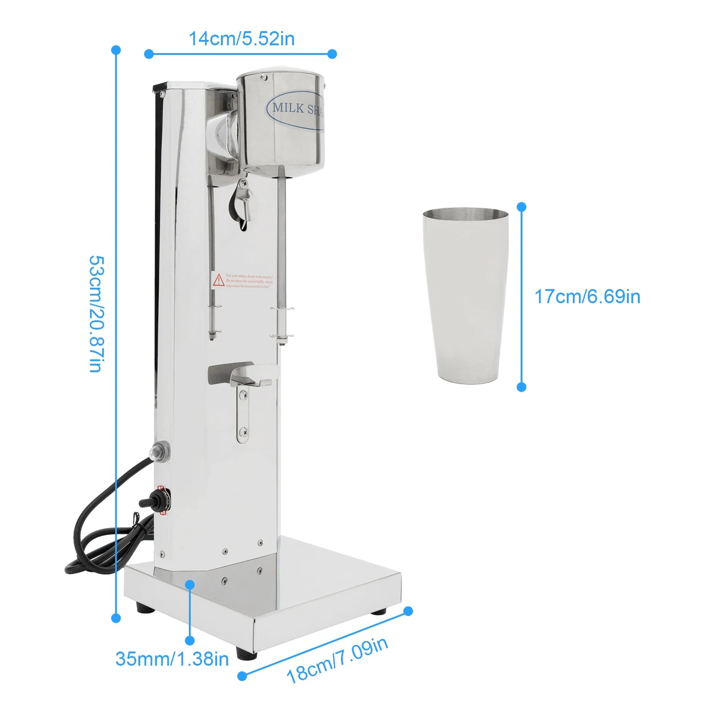 Bymaocar 180W Commercial Milk Shake Machine 18000rpm