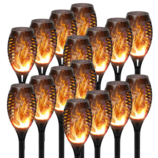 Solar Torch Lights With Flickering Flame Outdoor LED Pathway