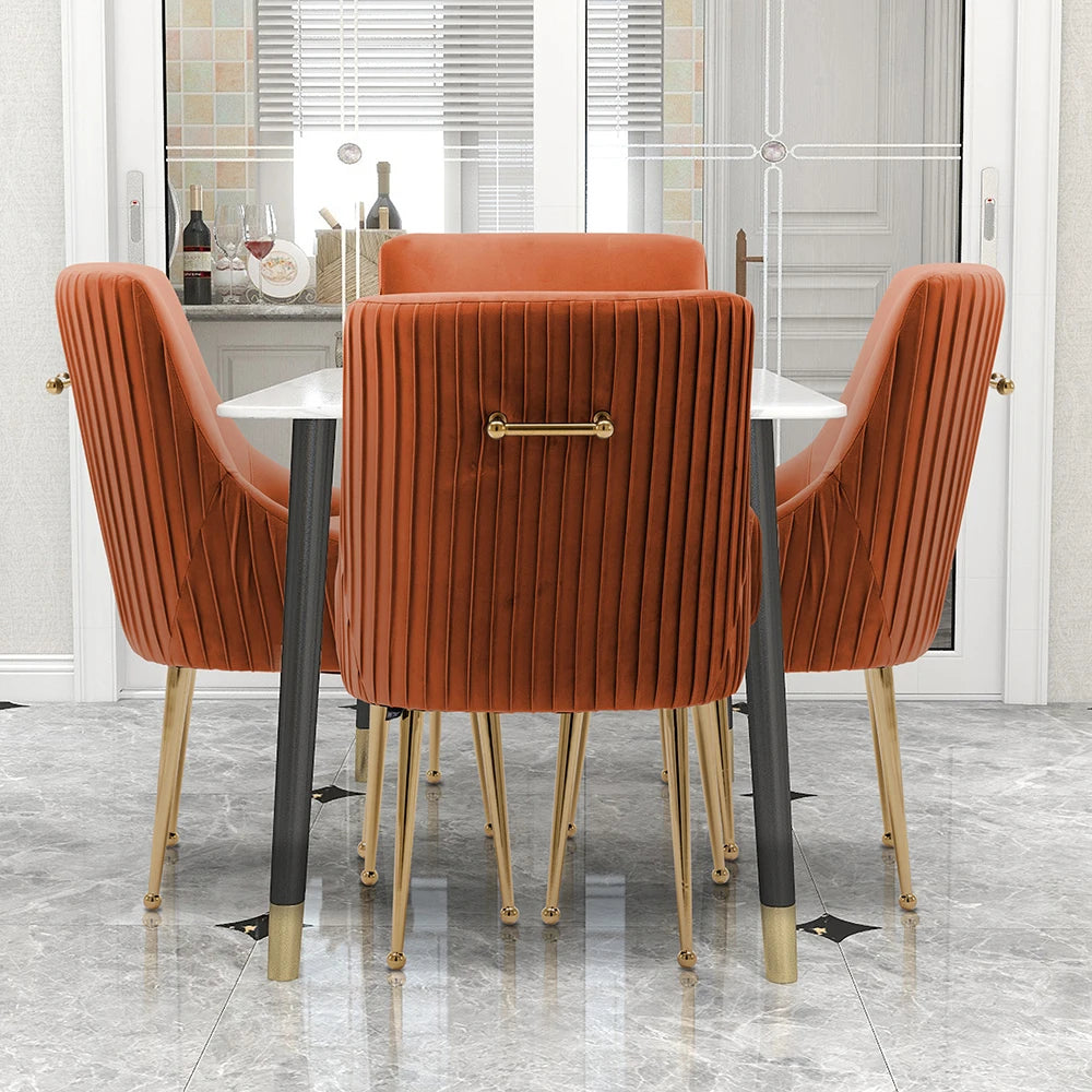 SEYNAR Modern Glam Boucle Velvet Dining Chair Set Of 4 With Rear Handle