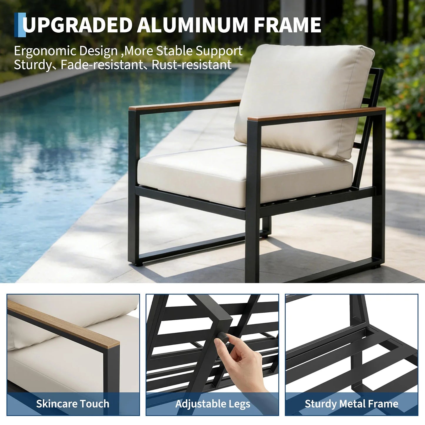 HobbyLane Modern 4-Piece Patio Sofa Set With Coffee Table