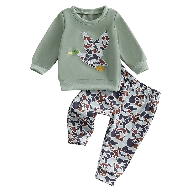 Pudcoco Toddler Winter Fleece Bear Print Hoodie Set