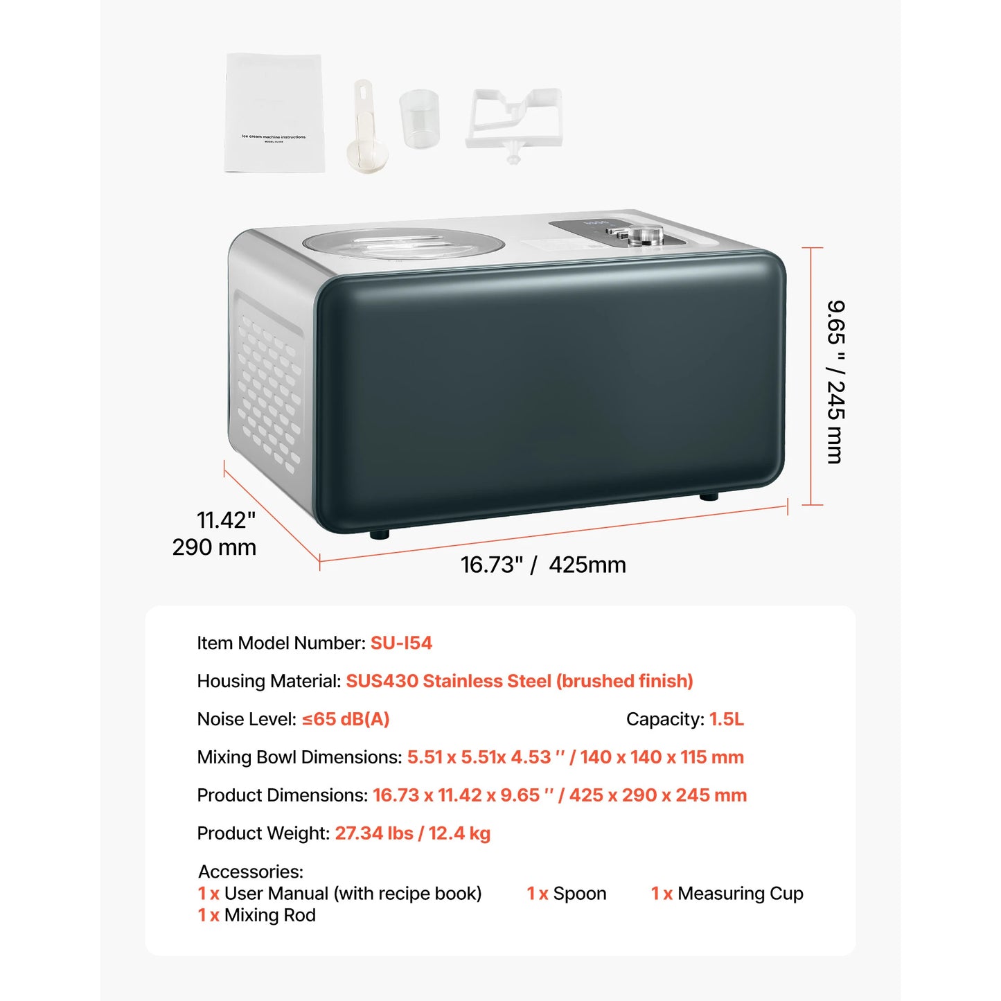 SucceBuy Automatic Ice Cream Maker With Built In Compressor