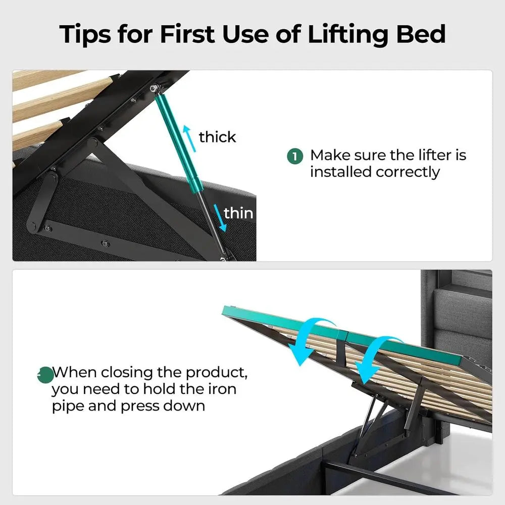 Twin Bed With Illuminated Storage And USB Charging Headboard