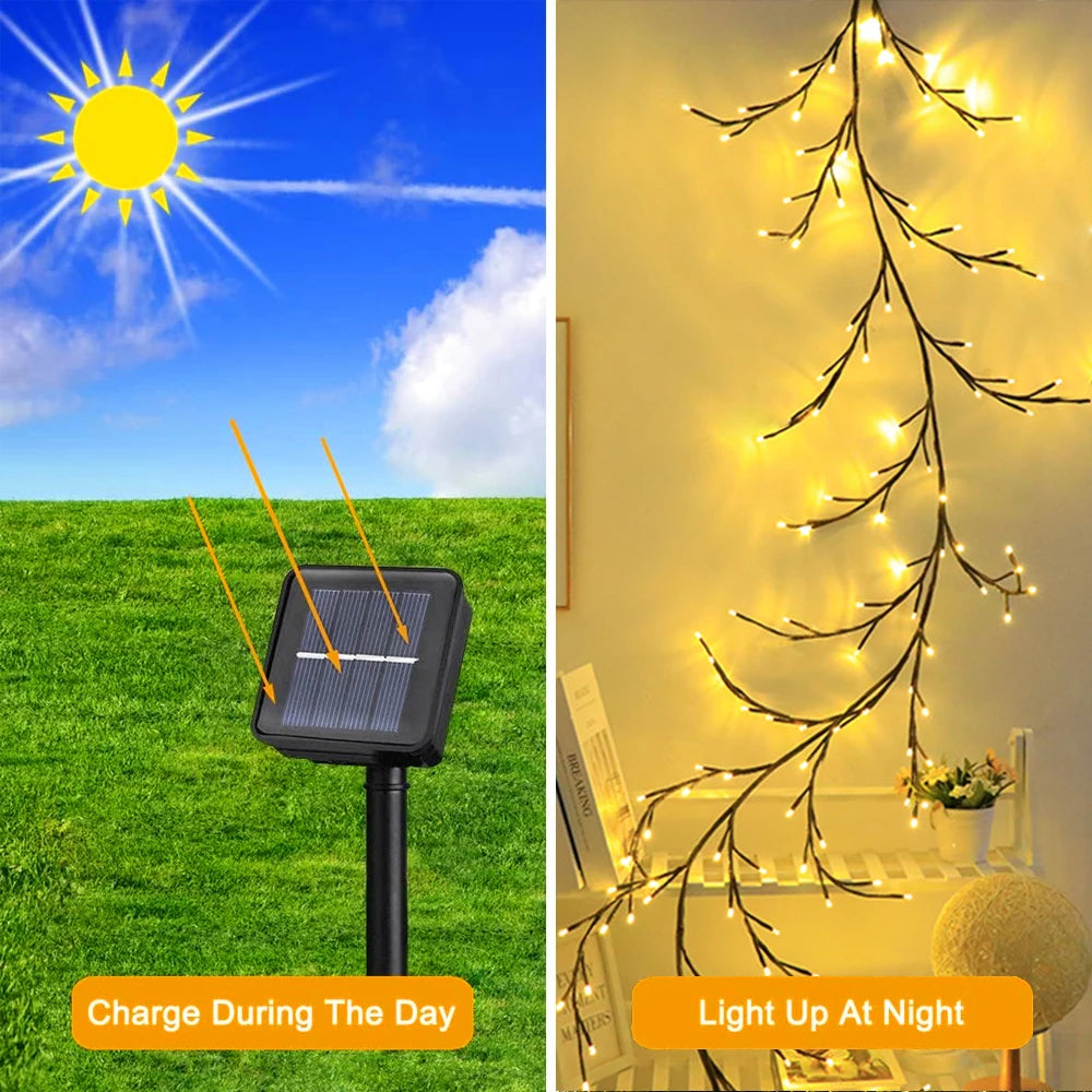 WELPUR 96LED Solar Outdoor String Lights Tree And Vine
