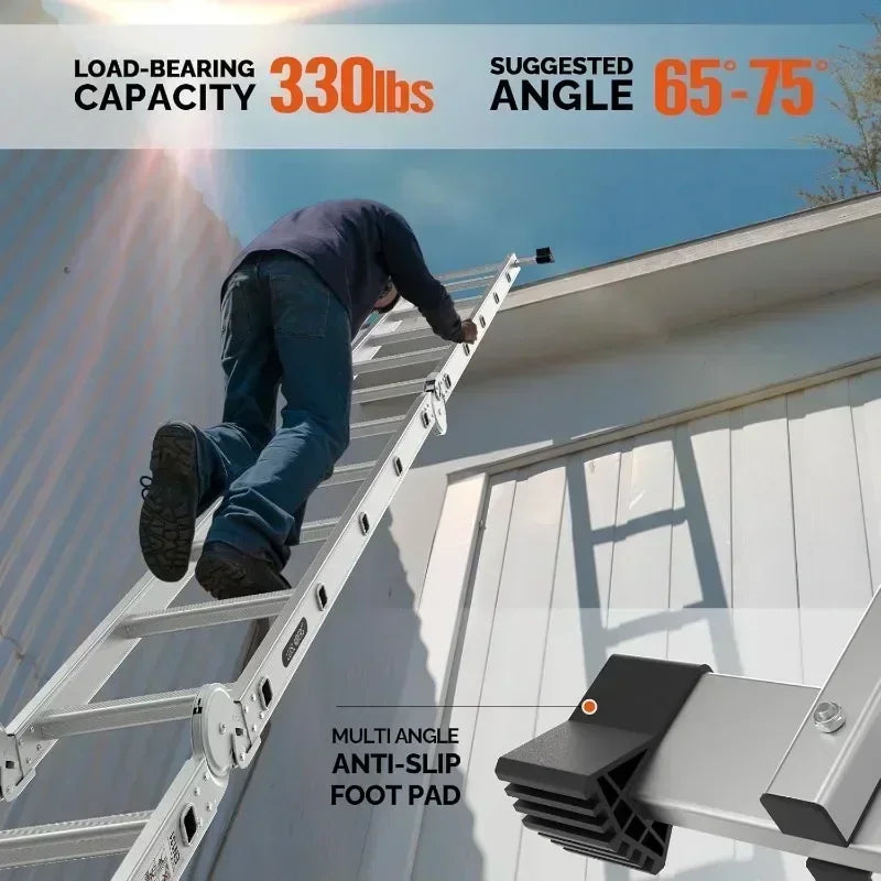 Hignconcerned Folding Ladder Extension 7 in 1 Aluminium