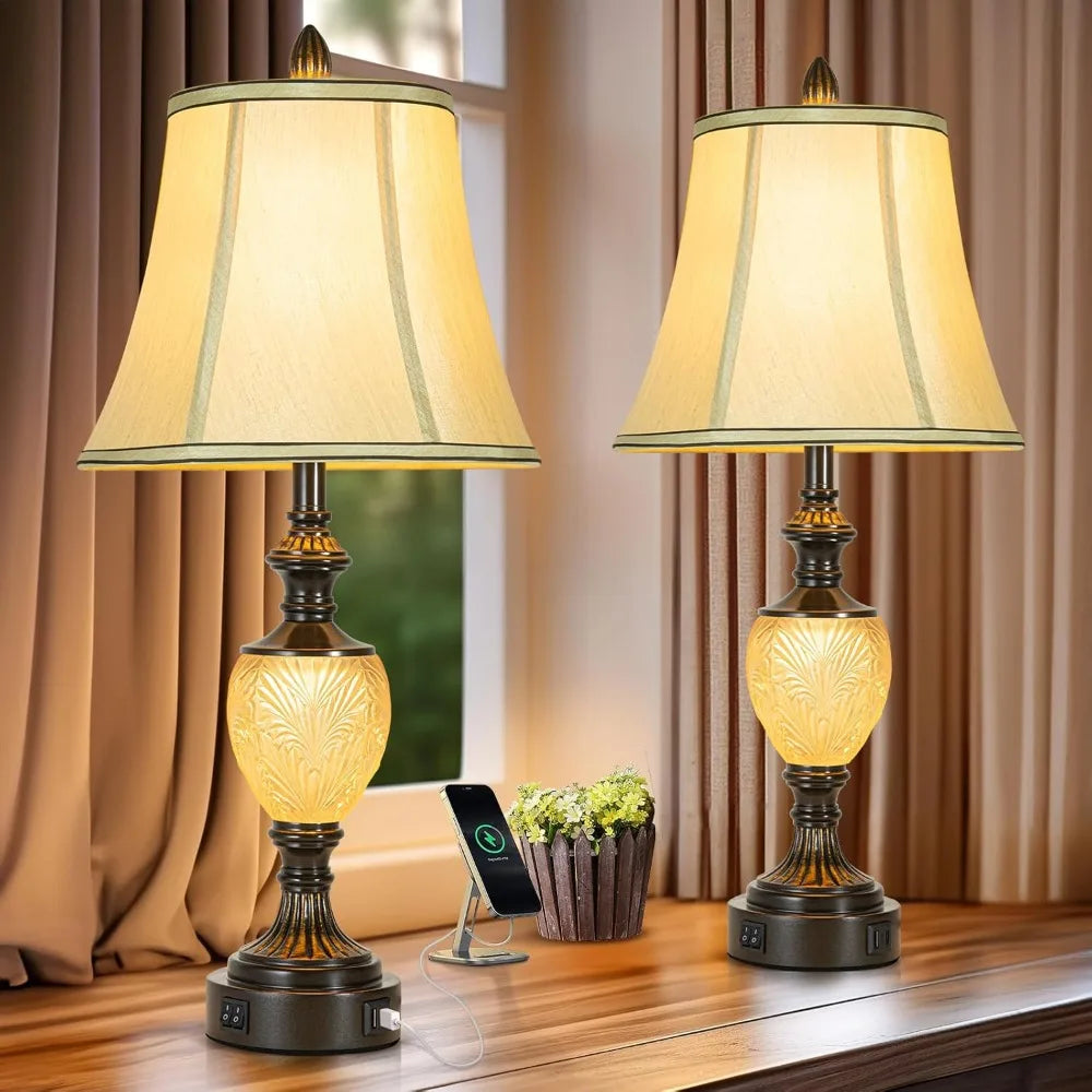 Hign-concerned Vintage Table Lamps Set of 2 With USB