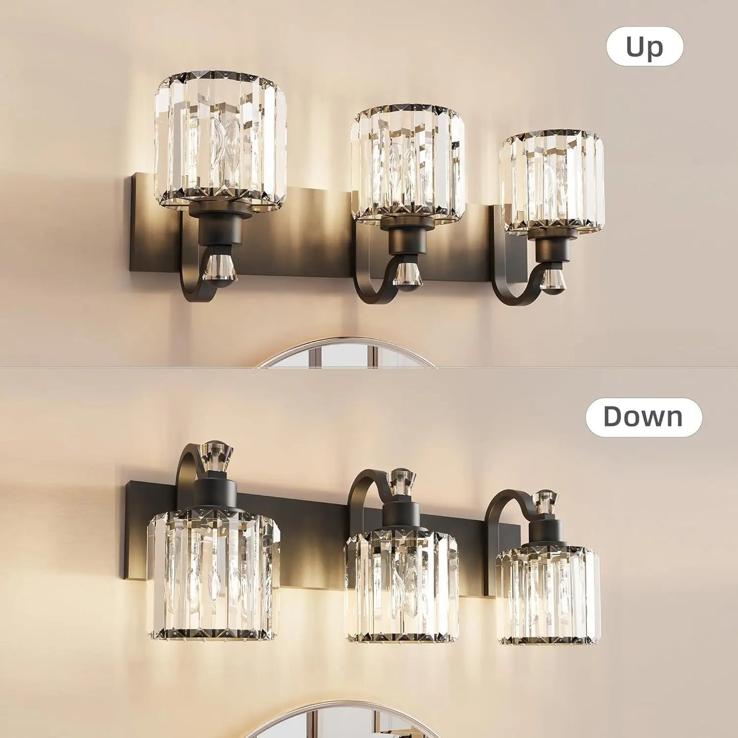 TWISTER.CK Modern Crystal Vanity Lights for Bathroom
