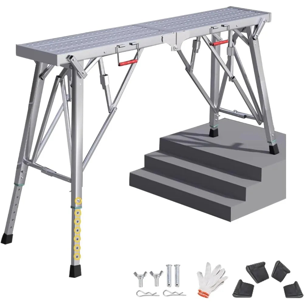 Aluminum Portable Scaffolding Platform Adjustable Height Folding Work Platform