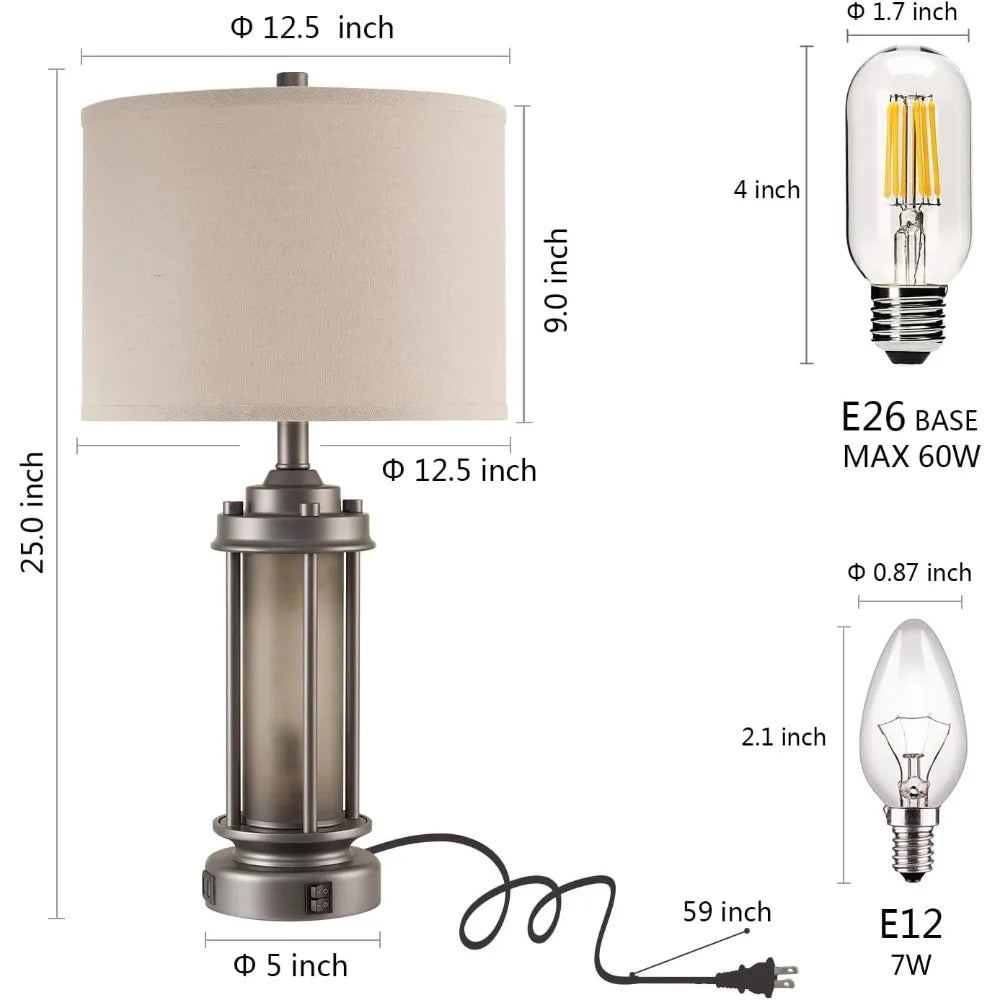 Hign-concerned Metal Table Lamps Set of 2 With USB Port