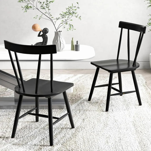 XMSJ Windsor Rubber Wood Dining Chairs Set Of 4 For Kitchen