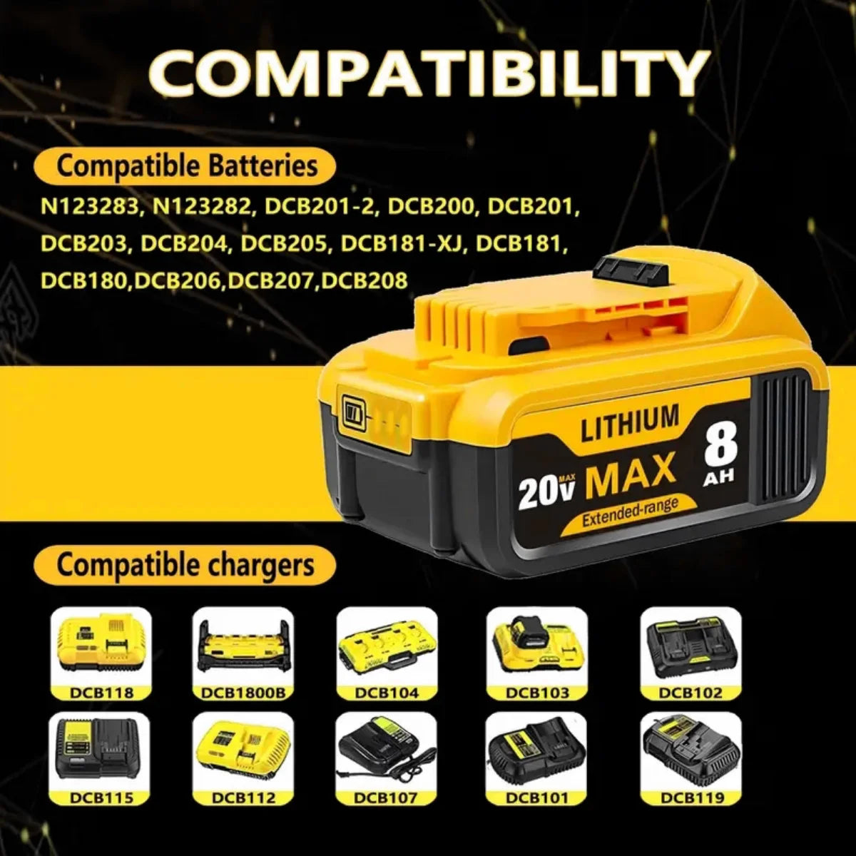 Blawhi 20V Li-Ion Replacement Battery For Dewalt Tools