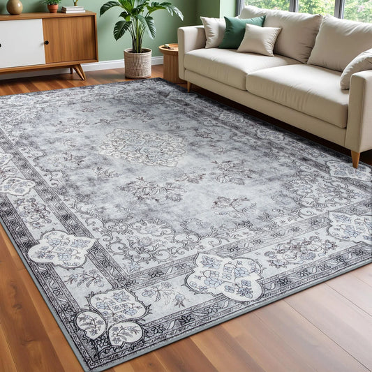 Noahas Living Room Floral Area Rugs Traditional Faux Wool