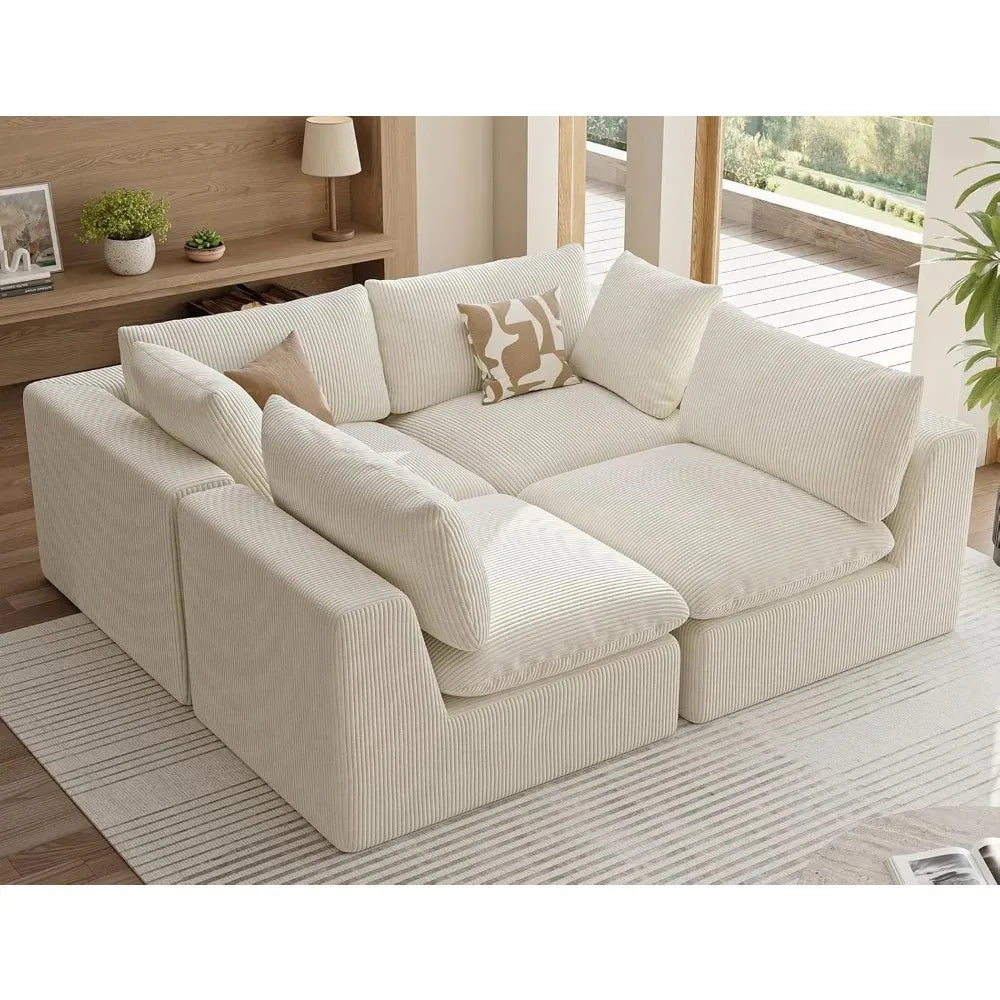 HUANZHUANG Cloud Sectional Sofa Four Seat L Shape No Assembly