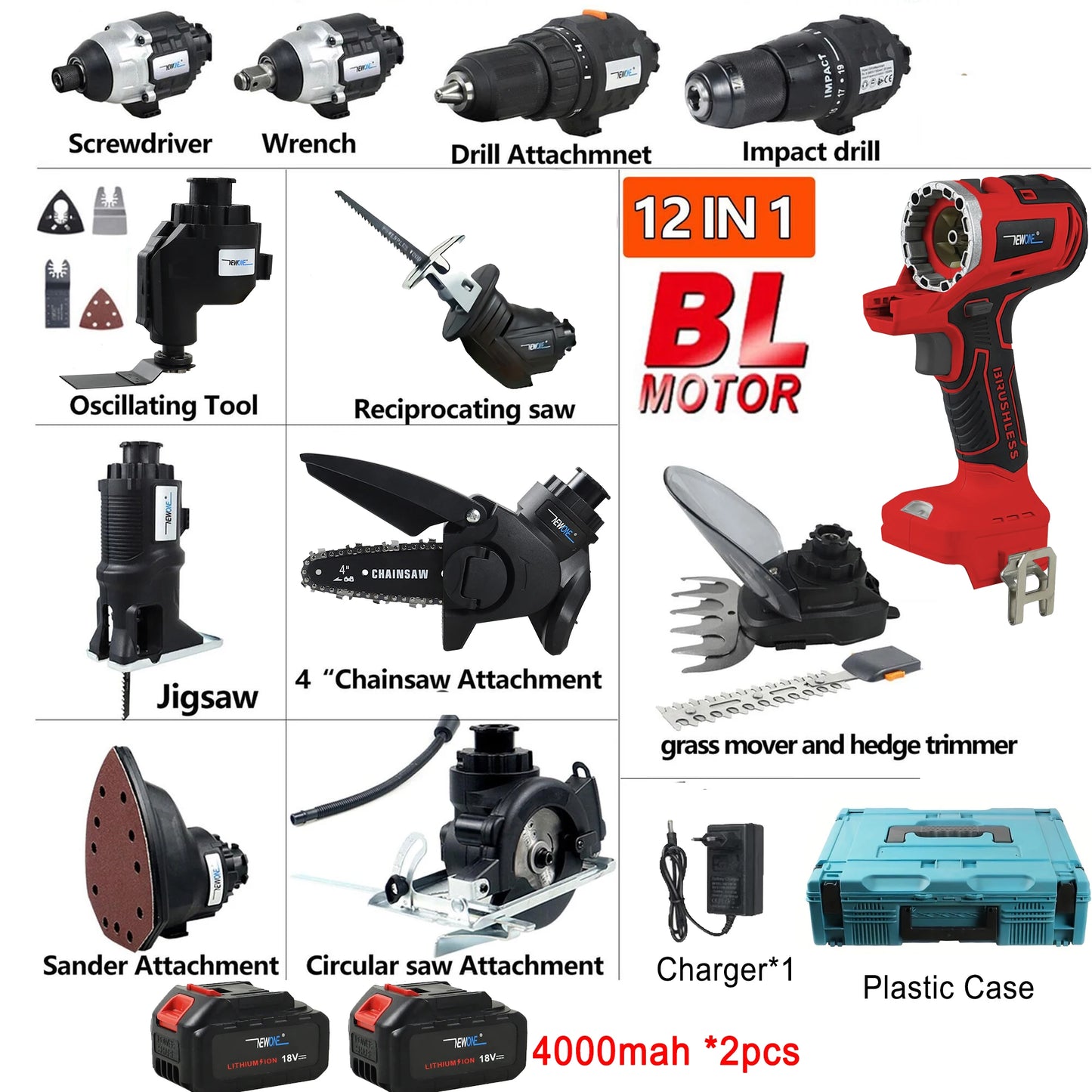 Hign-concerned 18V Brushless Multifunction Tool 12 In 1 Kit