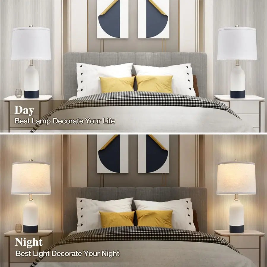 Ceramic Table Lamp Set of 2 Adjustable Color Temperature Lamps