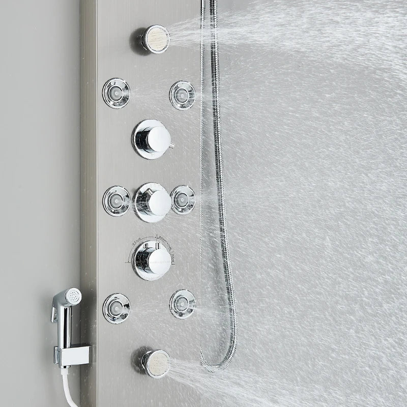 MYQualife LED Rainfall Waterfall Shower Panel System
