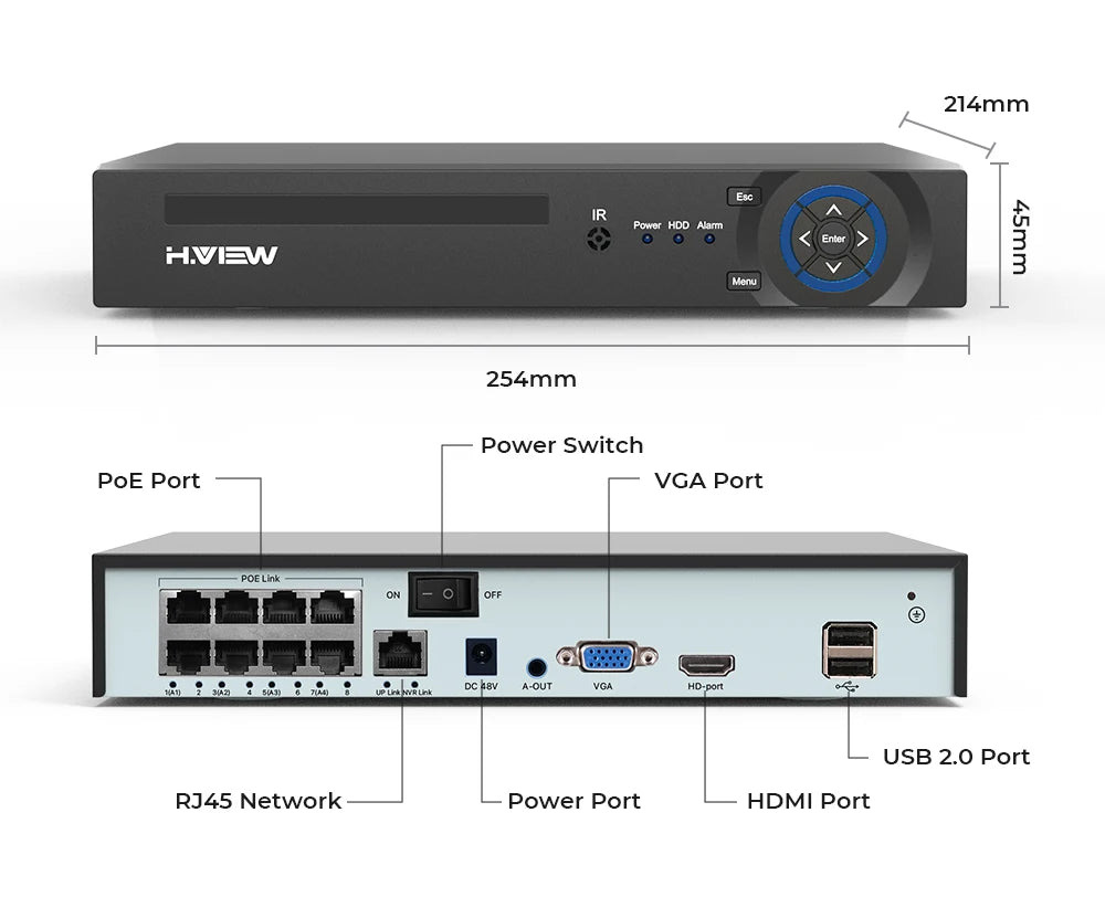 H.VIEW 4K 5MP 8MP PoE CCTV Security Camera System Kit