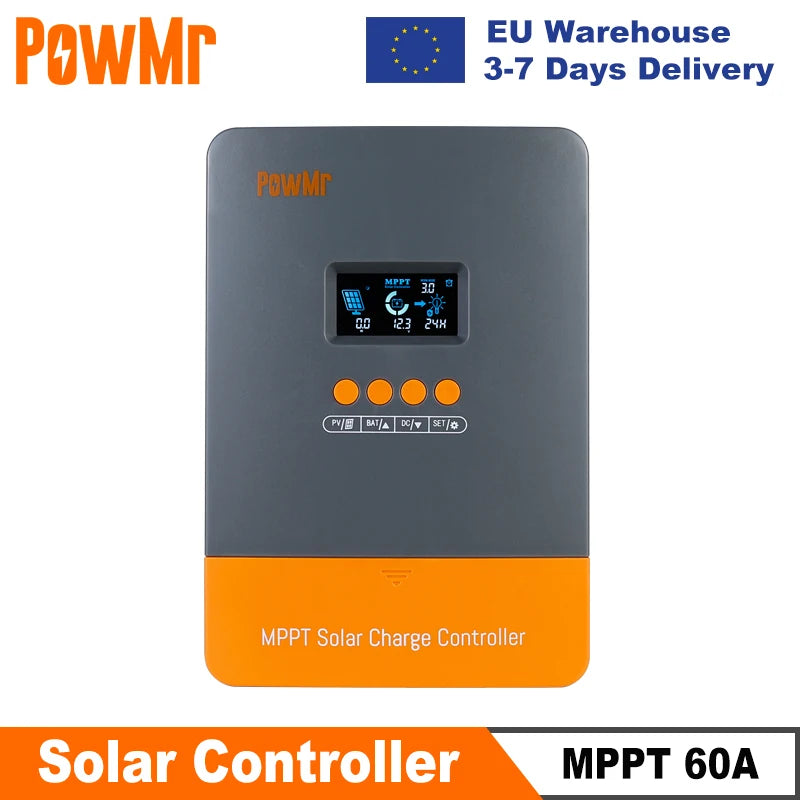 PowMr MPPT 60A Solar Charge Controller 12V 24V 36V 48V LiFePO4 Auto