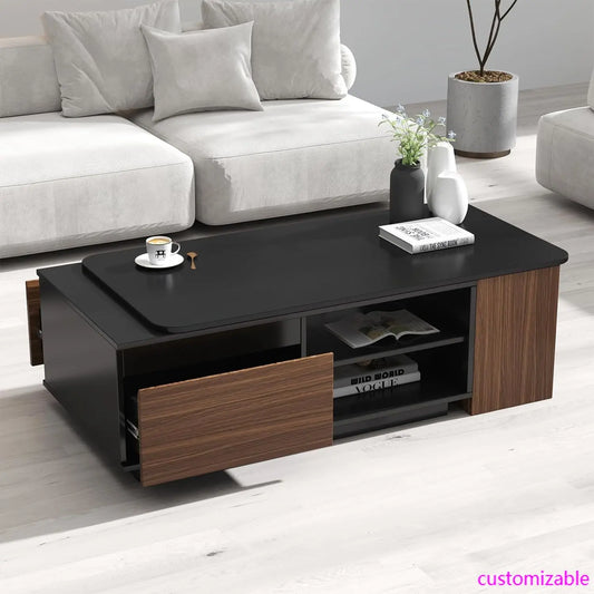 XMSJ Extendable Coffee Table With Drawer Mid Century Modern