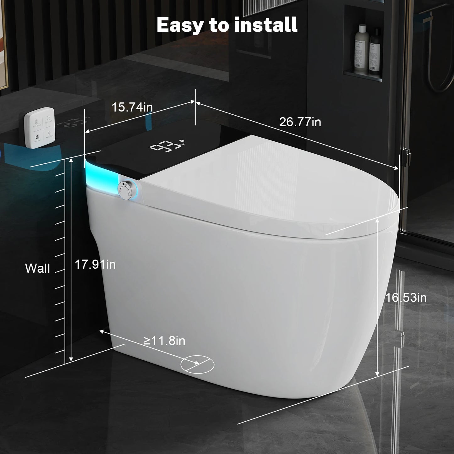 Smart Heated Bidet Toilet Seat With Temperature Display Night Light