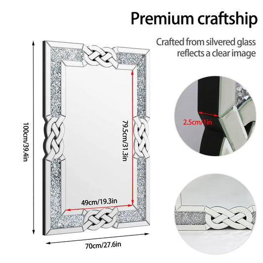 LUVODI Diamond Crushed Wall Mirror Framed Vanity Bathroom