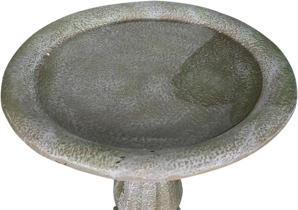 Outdoor Birdbath With Neoclassical Carved Pedestal In Fibre Concrete