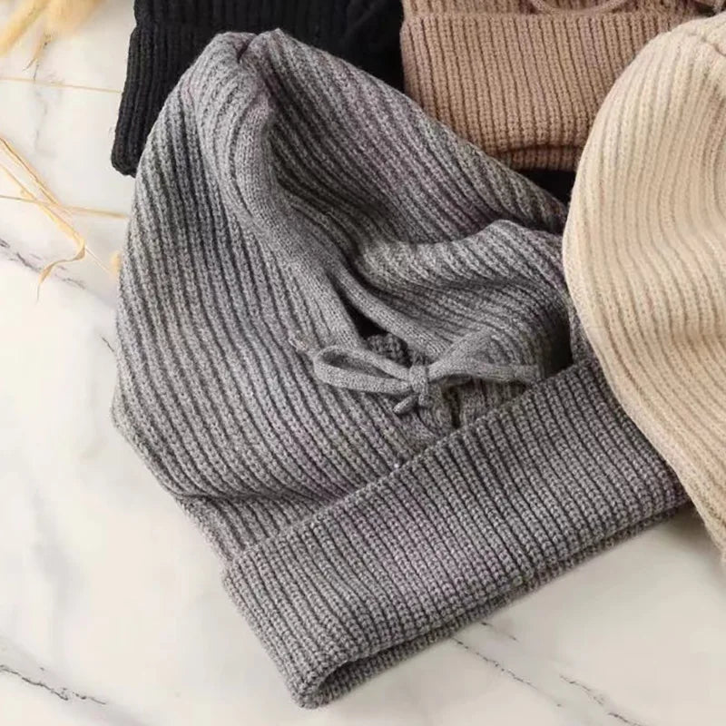 Fujian Knit Hooded Scarf Beanie Set For Winter Warmth