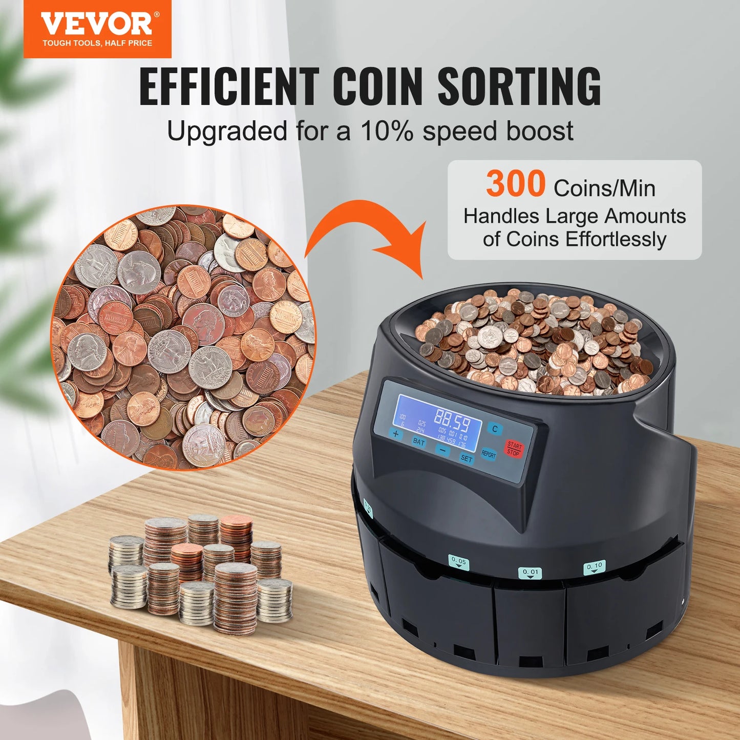 Vevor SucceBuy Coin Sorter Counter 230 300 Coins Per Minute