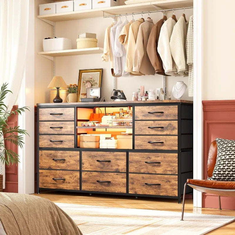 Hign-concerned Dresser With LED Lights And Outlets TV Stand