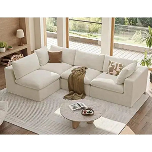 HUANZHUANG Cloud Sectional Sofa Four Seat L Shape No Assembly