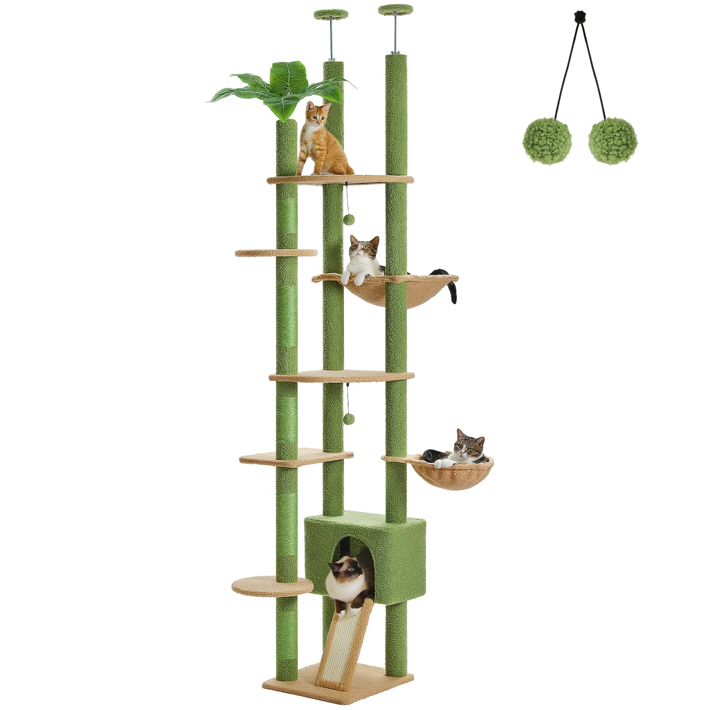 PETEPELACN Cactus Cat Tree Floor to Ceiling Tower Condo