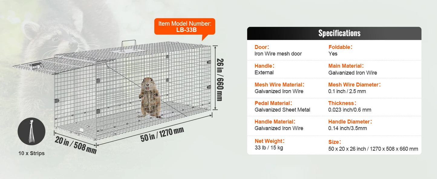 SucceBuy Foldable Live Animal Cage Trap with Handle for Cats