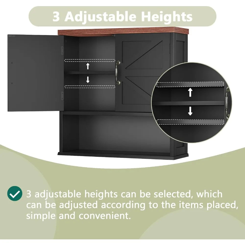 Farmhouse Wall Mounted Cabinet With Adjustable Shelves
