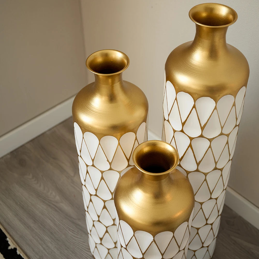 Twister.CK Floor Vase Trio Metal Decor Standing Vases