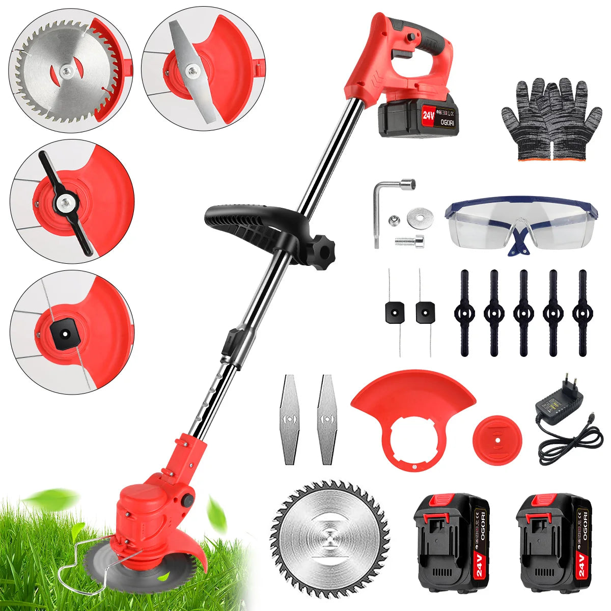 Cordless Electric Lawn Mower With Two Batteries For Home Use
