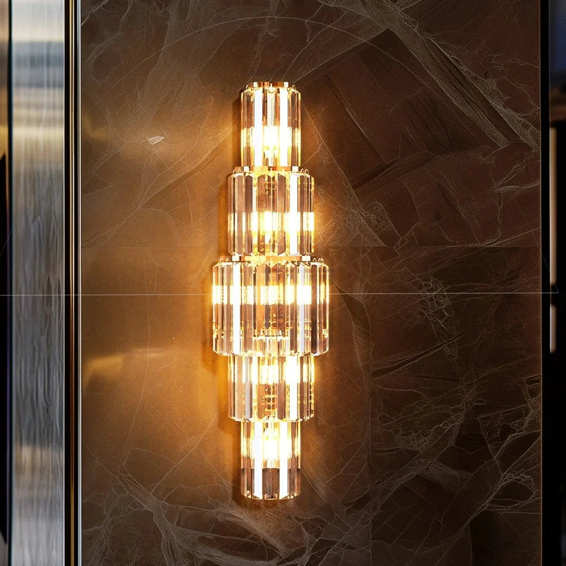 LUVODI Modern Crystal Wall Lamp 3 Layer Sconce E14 Lighting