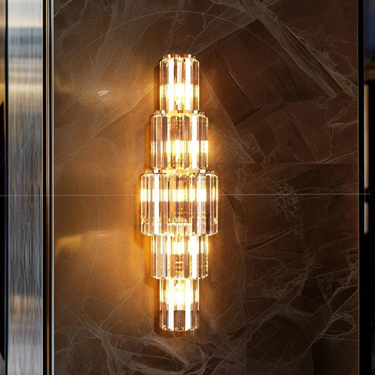LUVODI Modern Crystal Wall Lamp 3 Layer Sconce E14 Lighting