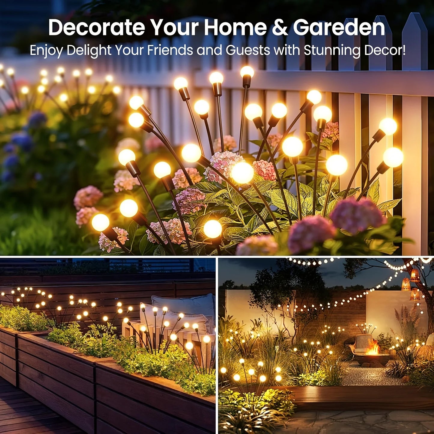 KPSTEK Swaying Solar Lights 32 LED Firefly Garden Decor