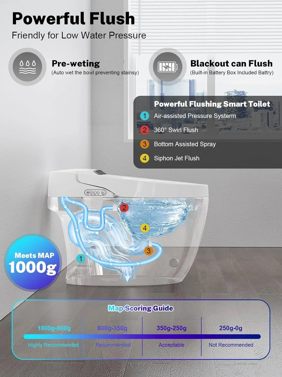 OUCE Smart One Piece Toilet Heated Seat With Night Light