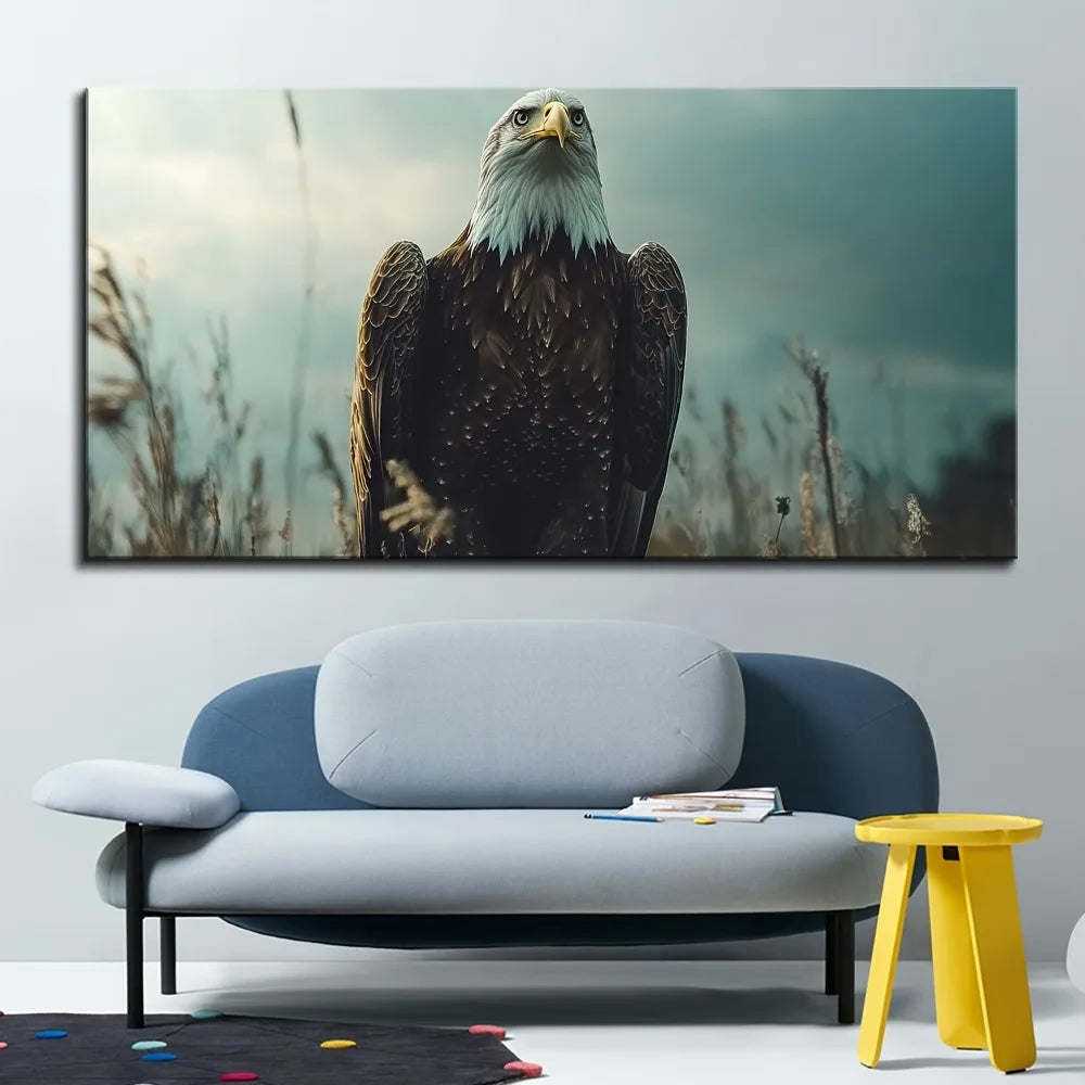 Hign-concerned Pine Solid Wood Frame Eagle Fly Canvas Art