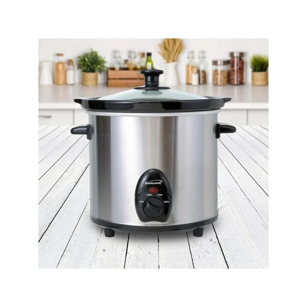 XMSJ Stainless Steel Slow Cooker With Removable Ceramic Pot