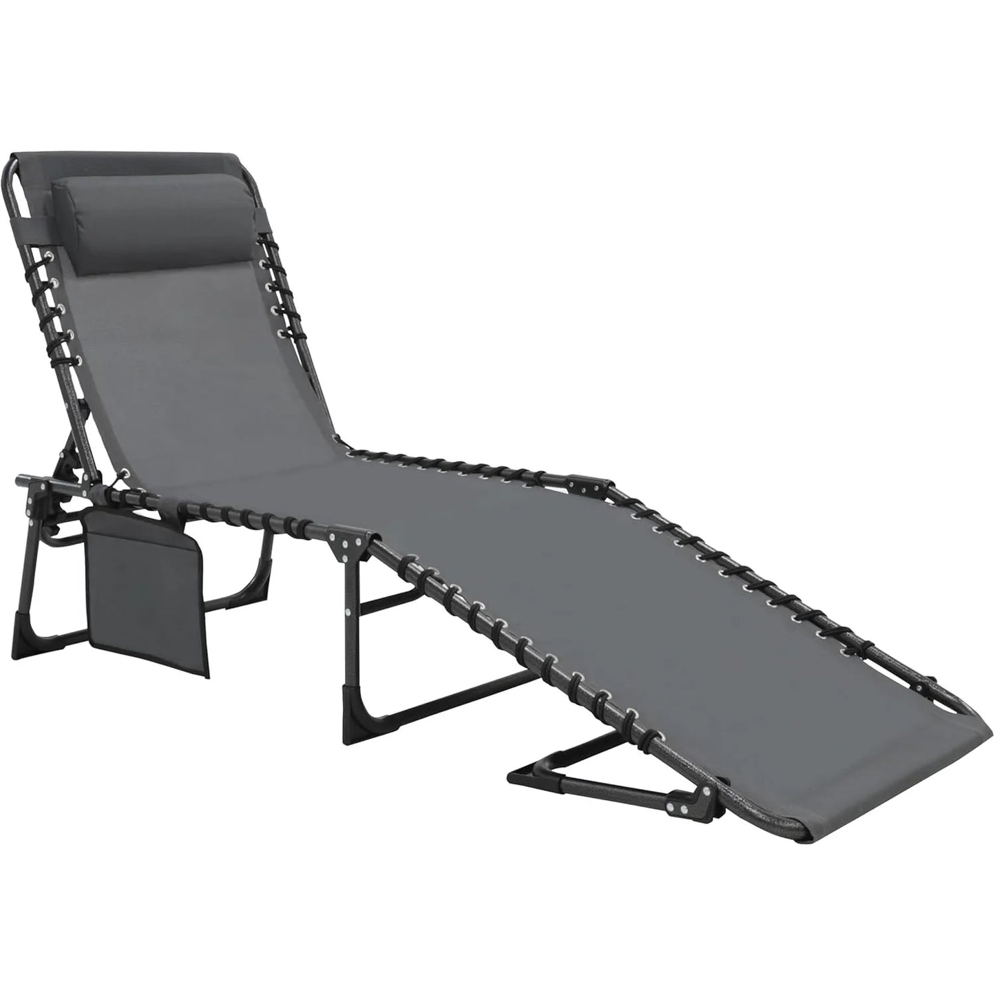 Hign-concerned 4-Fold Patio Chaise Lounge Chair Outdoor Recliner