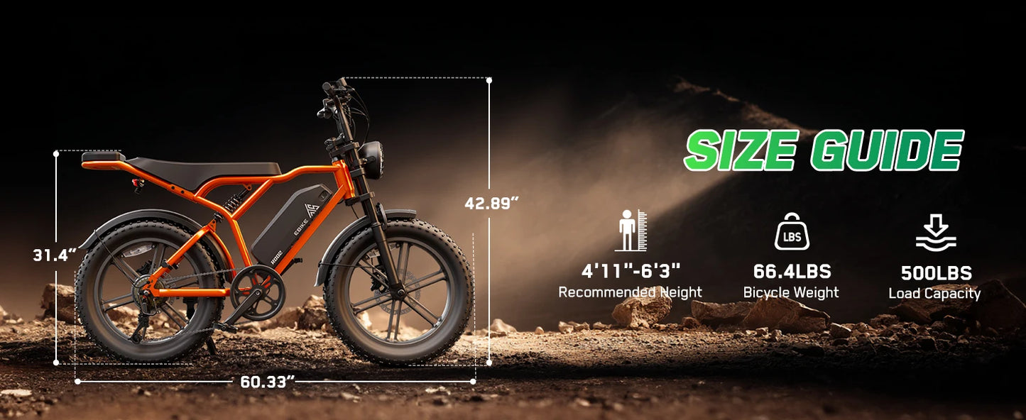 TST R002S 1500W Electric Fat Tire Bike All Terrain Cruiser